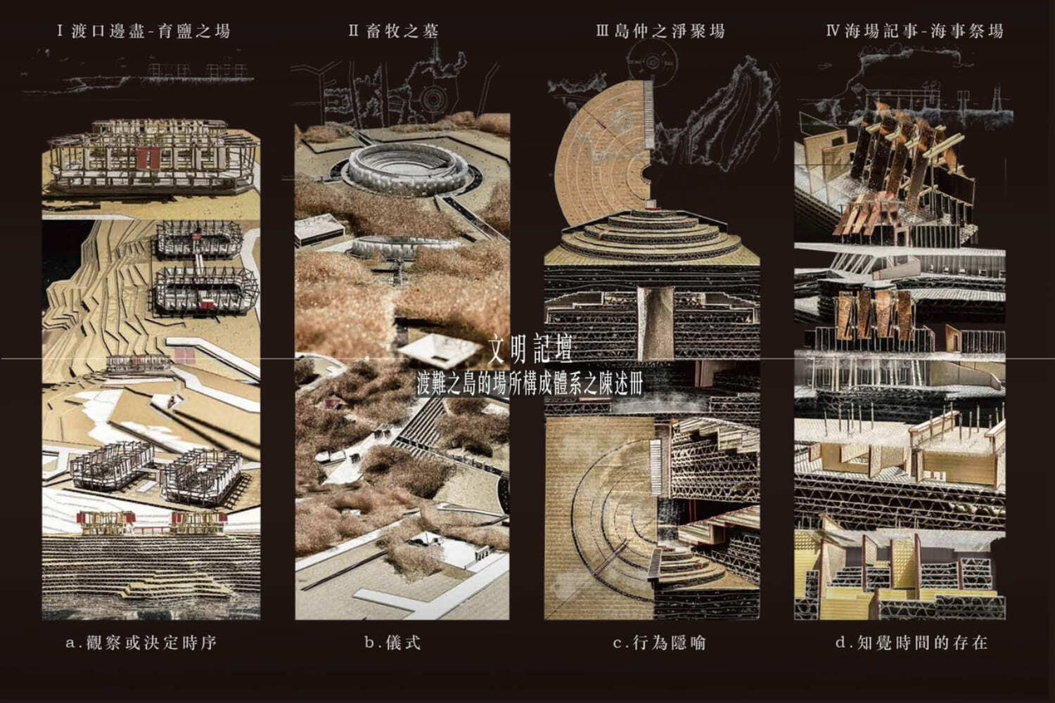 空間設計類：大葉大學空間設計學系莊茗予的「文明記壇–渡難之島的場所構成體系之陳述冊」