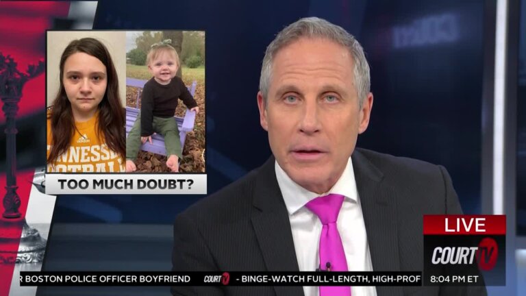 Handsome news anchor looks so sad as a splitscreen photo of a baby girl and a teen girl is displayed. Handsome anchor has a jazzy pink tie, though, that balances the mood.